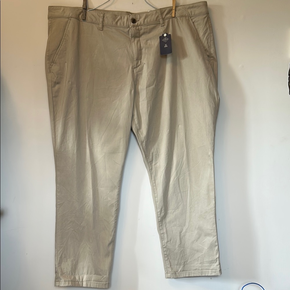 St. John's Bay tan girlfriend chinos classic cotton twill pants size 24W new/tag